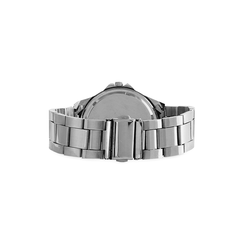Half black and white Mandala Unisex Stainless Steel Watch(Model 103)