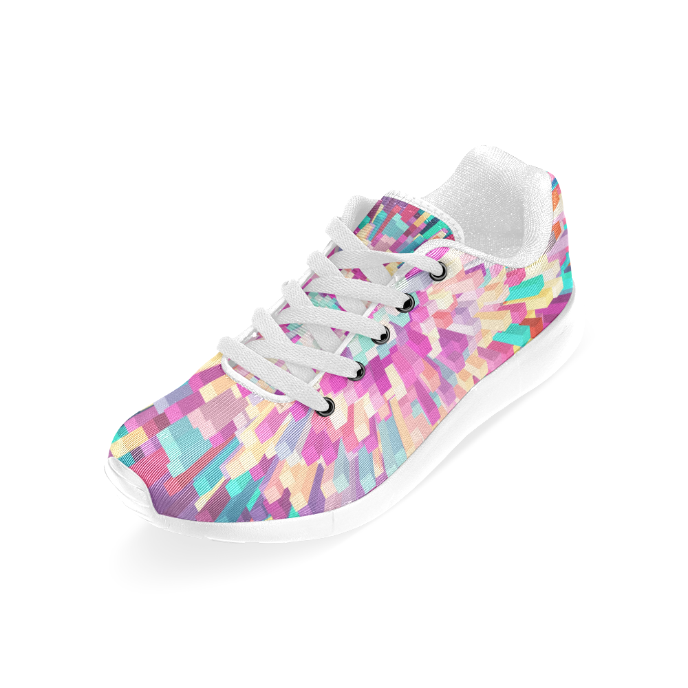 Colorful Exploding Blocks Women’s Running Shoes (Model 020)