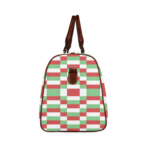 Christmas red and green pattern fabric Waterproof Travel Bag/Small (Model 1639)