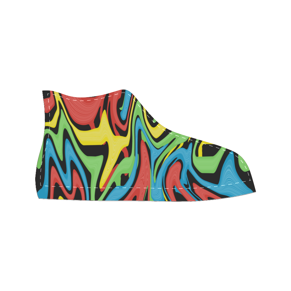 Swirled Rainbow Men’s Classic High Top Canvas Shoes (Model 017)