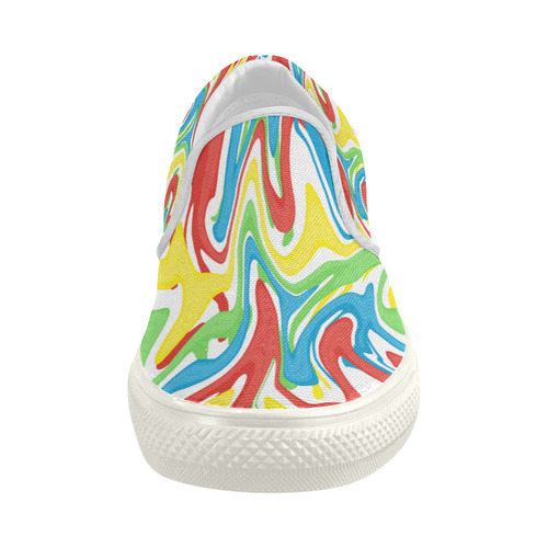 Swirled Rainbow Women's Slip-on Canvas Shoes (Model 019)