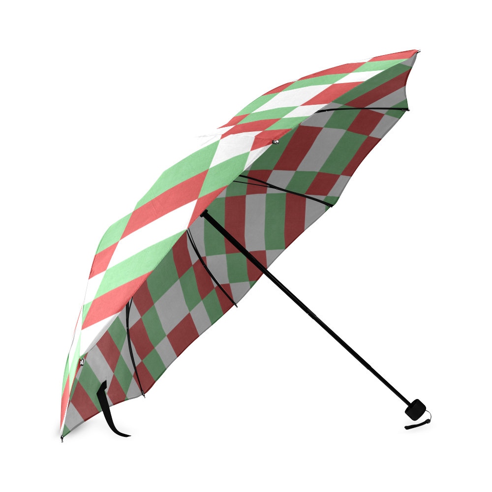 Christmas red and green pattern fabric Foldable Umbrella (Model U01)
