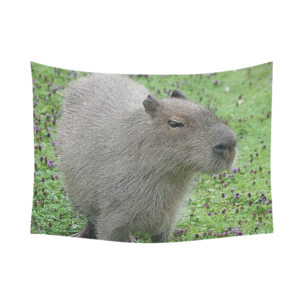 cute capybara Cotton Linen Wall Tapestry 80"x 60"