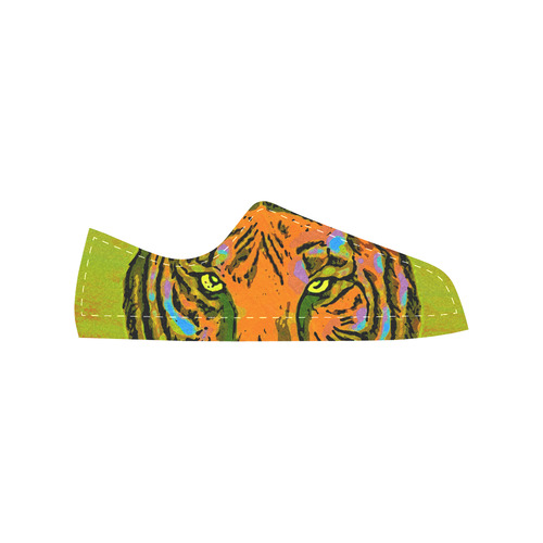 Pop Art TIGER HEAD orange green blue Men's Classic Canvas Shoes/Large Size (Model 018)
