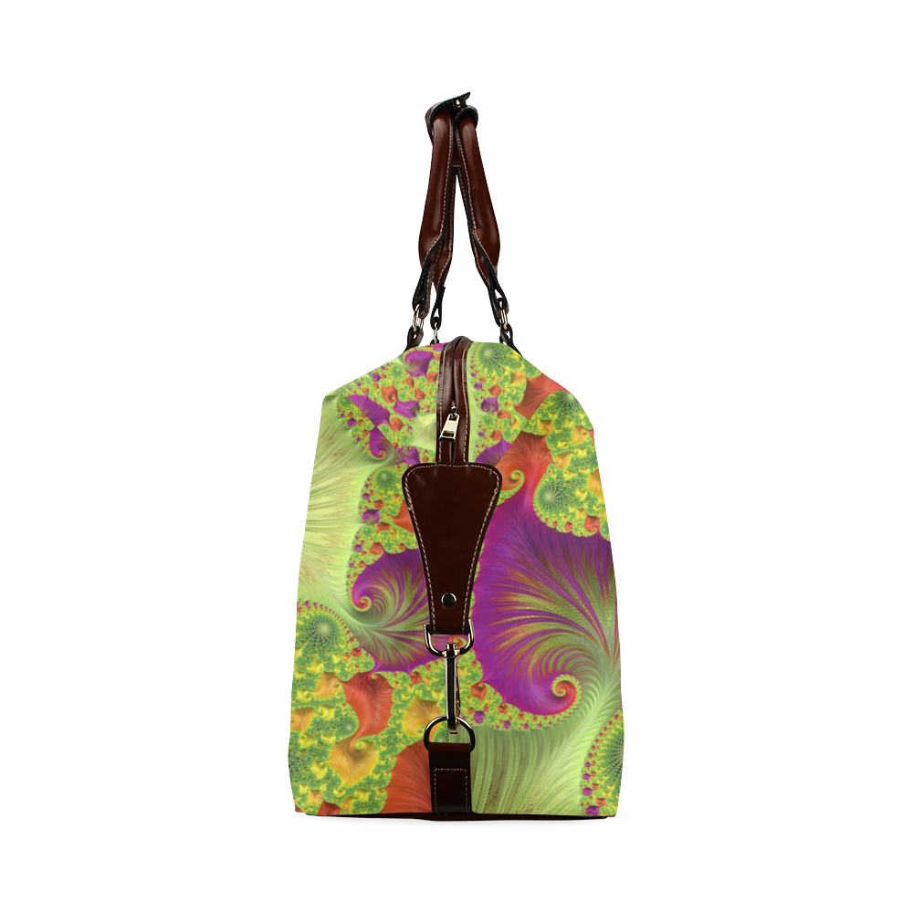 Orange Green Purple Trippy Fractal Art Classic Travel Bag (Model 1643)