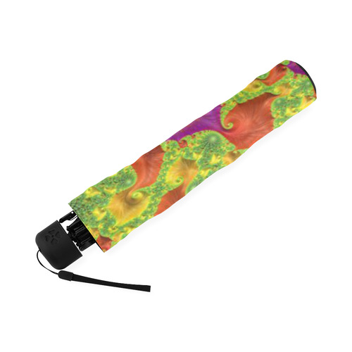 Orange Green Purple Trippy Fractal Art Foldable Umbrella (Model U01)