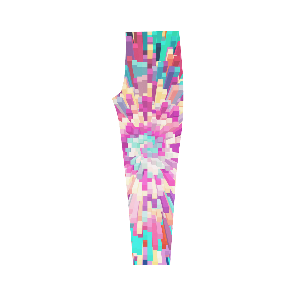 Colorful Exploding Blocks Capri Legging (Model L02)