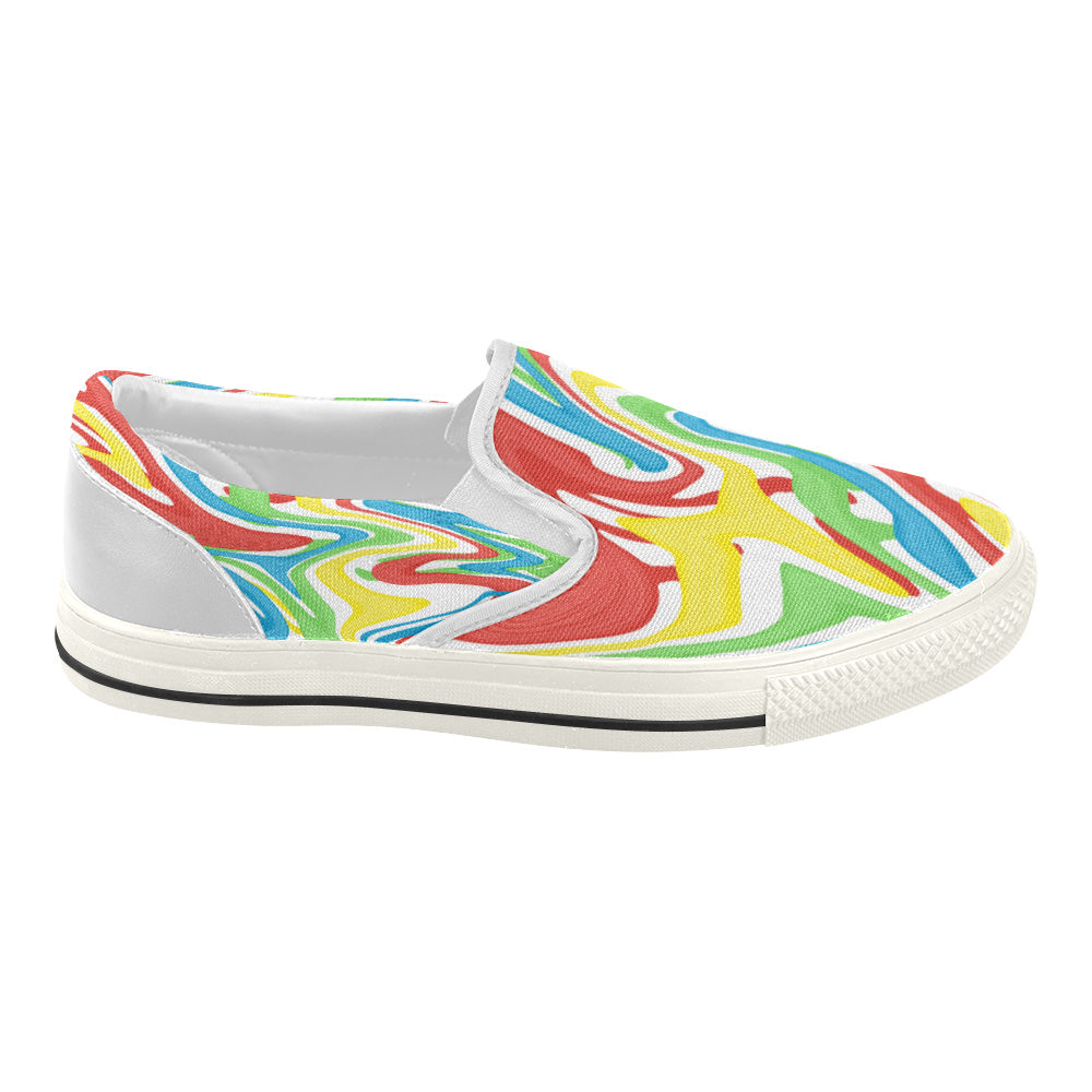 Swirled Rainbow Women's Slip-on Canvas Shoes (Model 019)