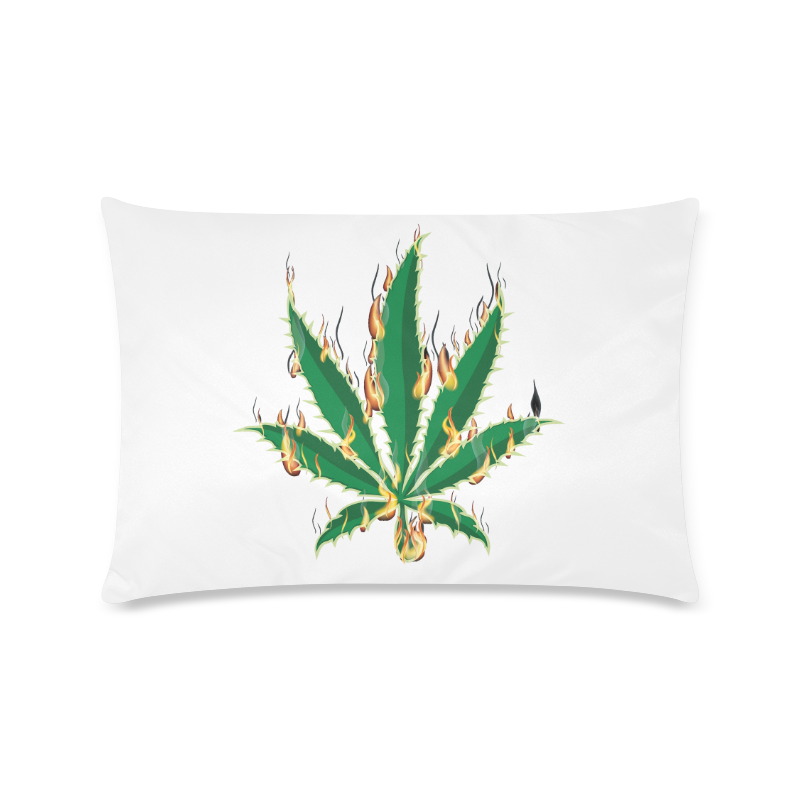 Flaming Marijuana Leaf Custom Rectangle Pillow Case 16"x24" (one side)