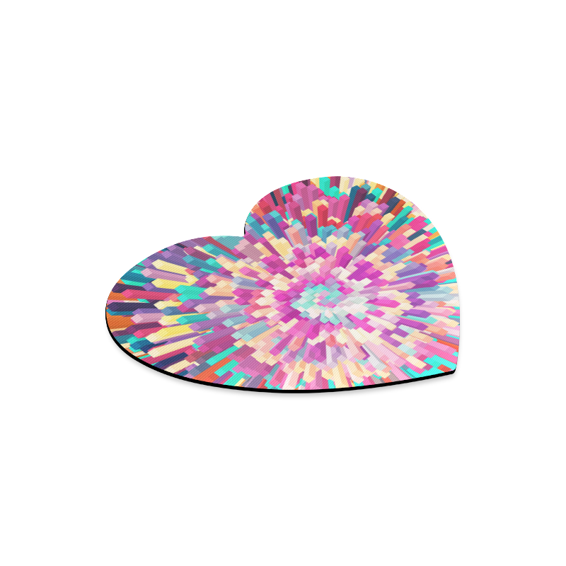 Colorful Exploding Blocks Heart-shaped Mousepad