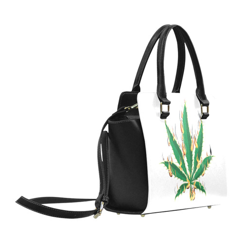 Flaming Marijuana Leaf Classic Shoulder Handbag (Model 1653)