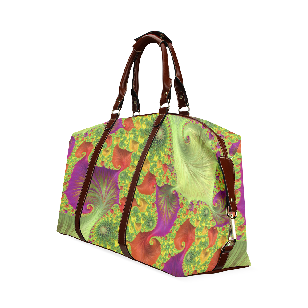 Orange Green Purple Trippy Fractal Art Classic Travel Bag (Model 1643)