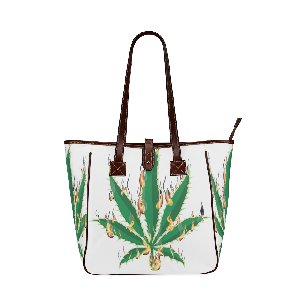 Flaming Marijuana Leaf Classic Tote Bag (Model 1644)