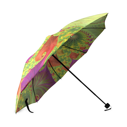 Orange Green Purple Trippy Fractal Art Foldable Umbrella (Model U01)