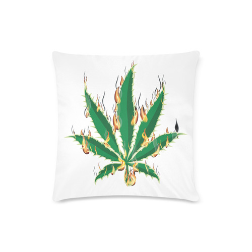 Flaming Marijuana Leaf Custom Zippered Pillow Case 16"x16" (one side)