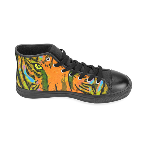 Pop Art TIGER HEAD orange green blue Men’s Classic High Top Canvas Shoes /Large Size (Model 017)