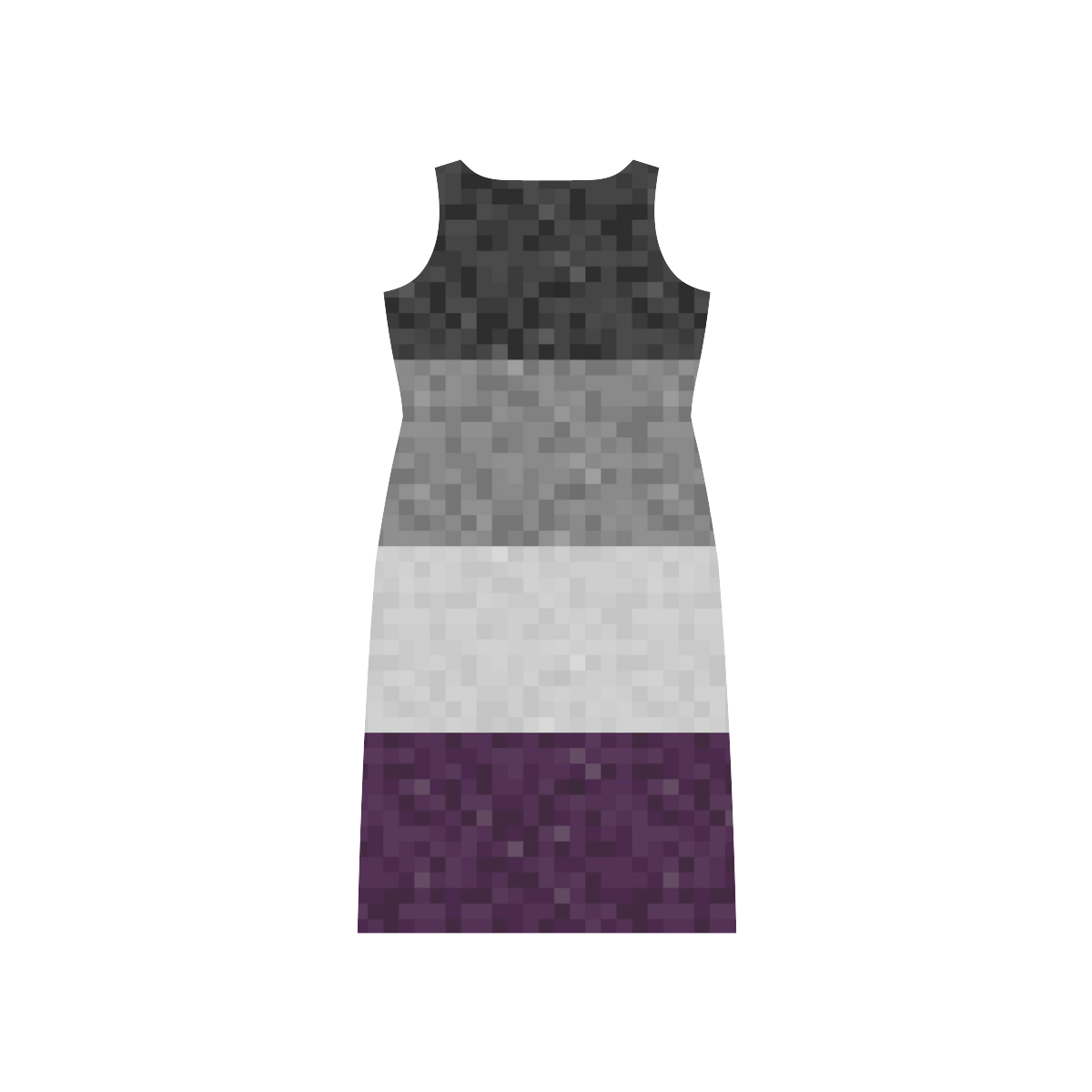 Asexual Pixel Flag Phaedra Sleeveless Open Fork Long Dress (Model D08)