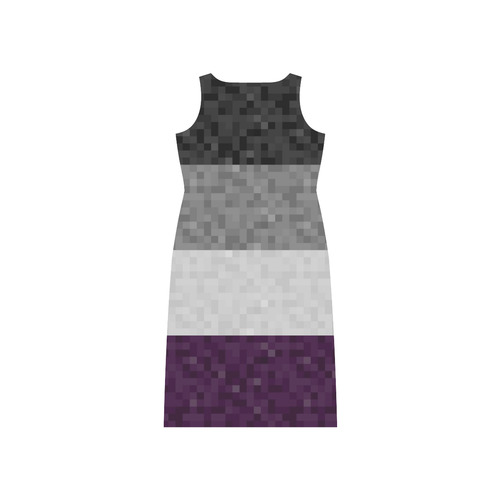 Asexual Pixel Flag Phaedra Sleeveless Open Fork Long Dress (Model D08)