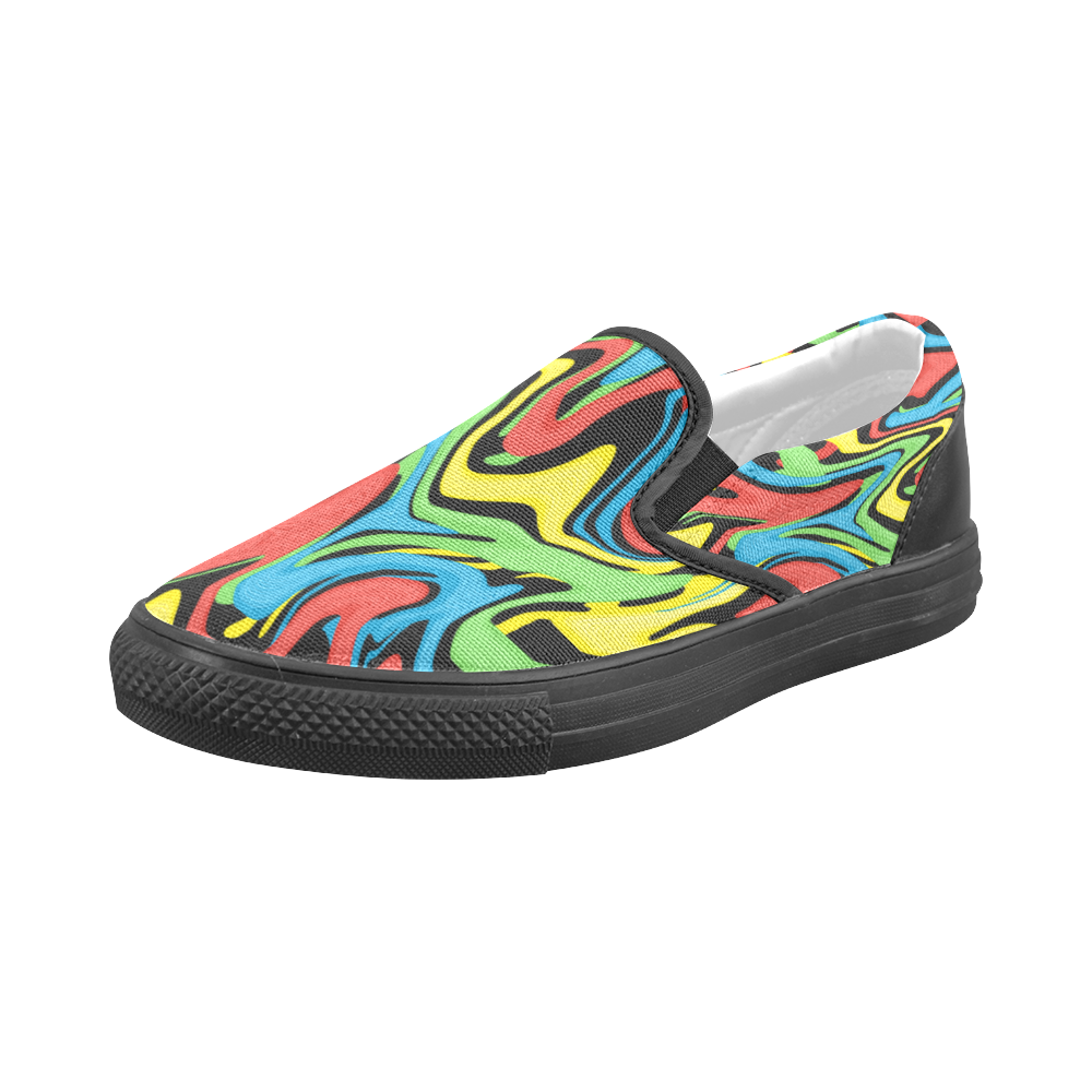 Swirled Rainbow Men's Slip-on Canvas Shoes (Model 019)