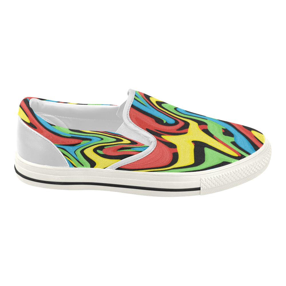 Swirled Rainbow Women's Slip-on Canvas Shoes (Model 019)