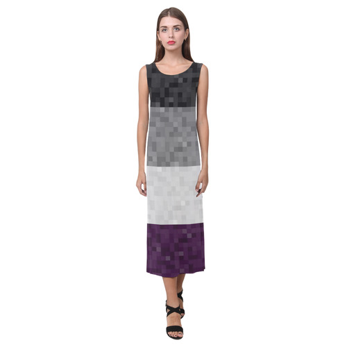 Asexual Pixel Flag Phaedra Sleeveless Open Fork Long Dress (Model D08)