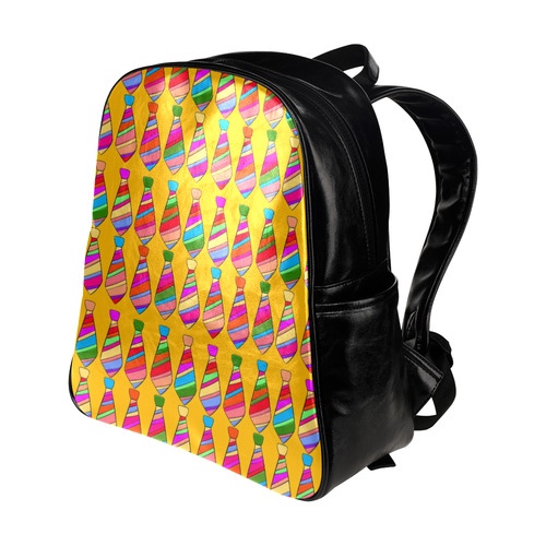 Popart Tie by Popart Lover Multi-Pockets Backpack (Model 1636)