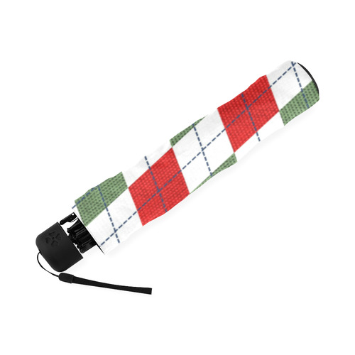 Christmas red and green rhomboid fabric Foldable Umbrella (Model U01)