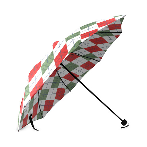 Christmas red and green rhomboid fabric Foldable Umbrella (Model U01)