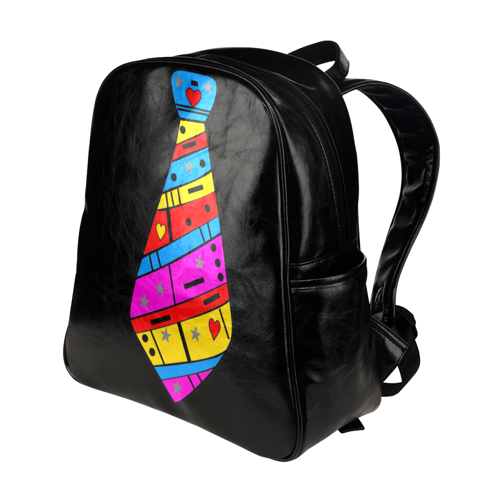 Popart Tie by Popart Lover Multi-Pockets Backpack (Model 1636)