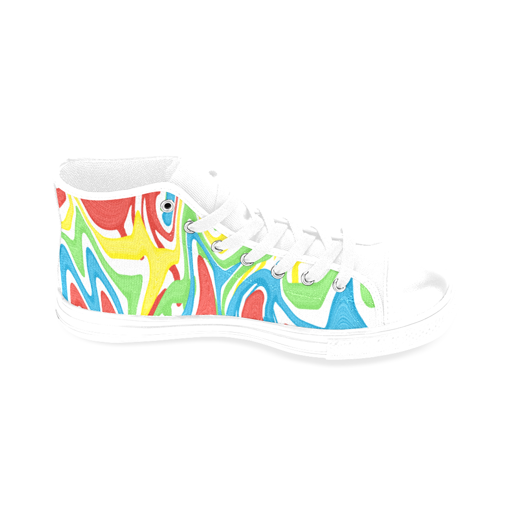 Swirled Rainbow Men’s Classic High Top Canvas Shoes /Large Size (Model 017)