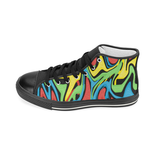 Swirled Rainbow Men’s Classic High Top Canvas Shoes (Model 017)