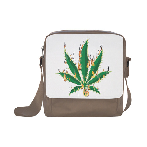 Flaming Marijuana Leaf Crossbody Nylon Bags (Model 1633)