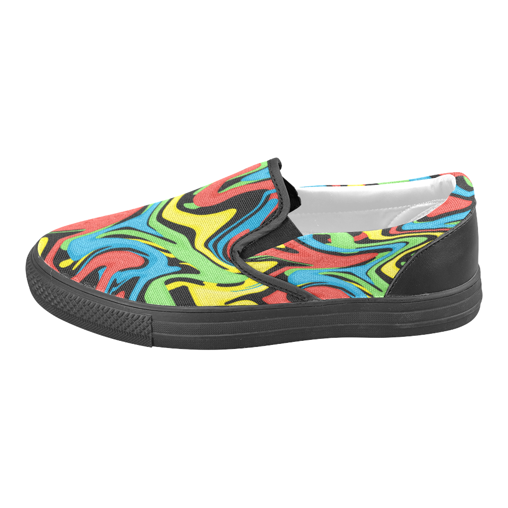 Swirled Rainbow Men's Slip-on Canvas Shoes (Model 019)