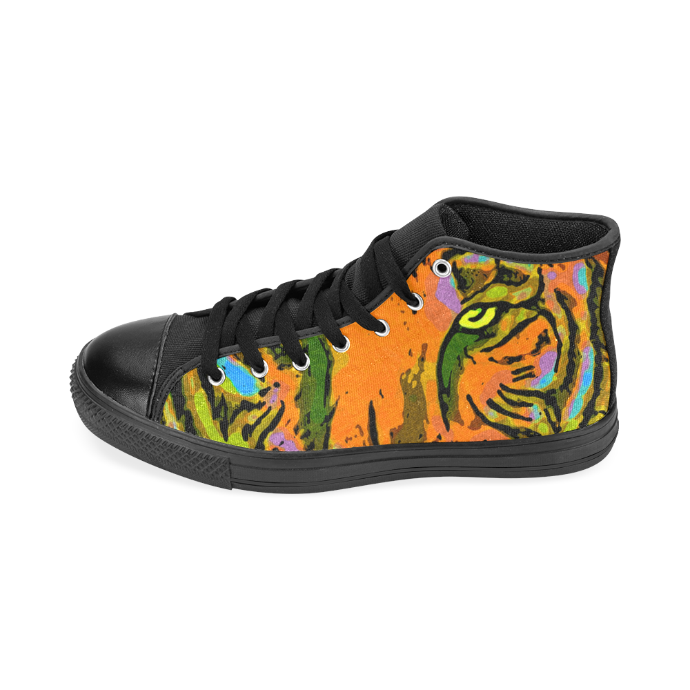 Pop Art TIGER HEAD orange green blue Men’s Classic High Top Canvas Shoes /Large Size (Model 017)