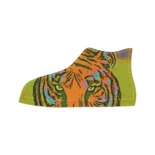 Pop Art TIGER HEAD orange green blue Men’s Classic High Top Canvas Shoes (Model 017)