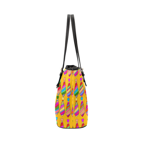 Popart Tie by Popart Lover Leather Tote Bag/Small (Model 1651)