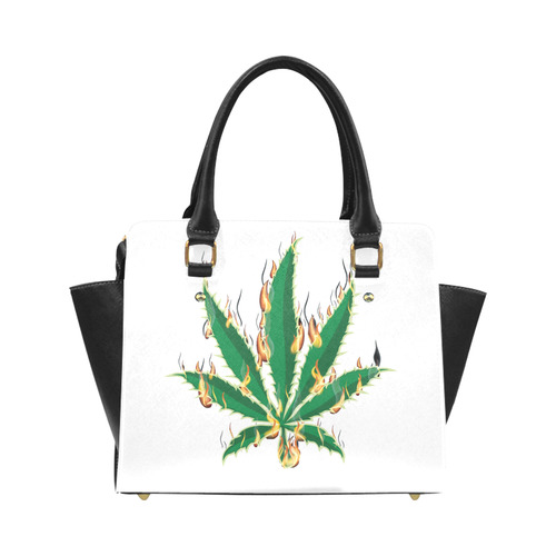 Flaming Marijuana Leaf Classic Shoulder Handbag (Model 1653)