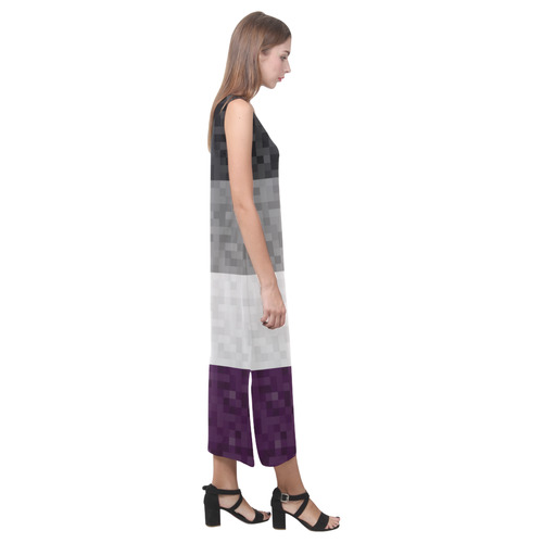 Asexual Pixel Flag Phaedra Sleeveless Open Fork Long Dress (Model D08)