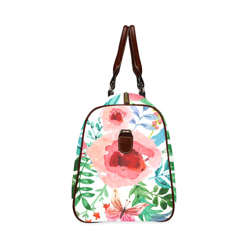 Beautiful Watercolor Flowers Butterfly Floral Art Waterproof Travel Bag/Small (Model 1639)