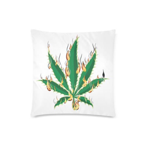 Flaming Marijuana Leaf Custom Zippered Pillow Case 18"x18" (one side)