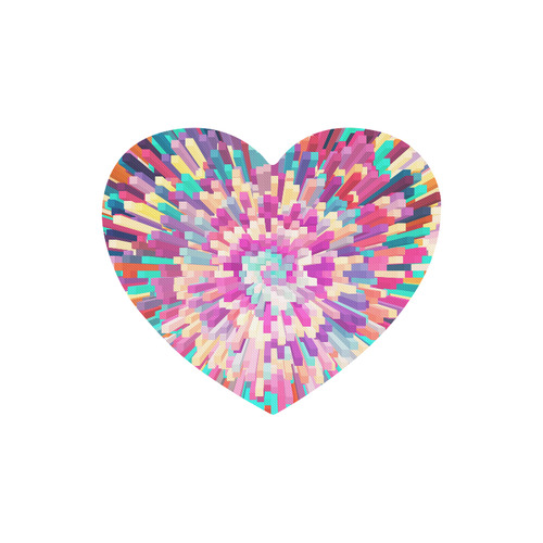 Colorful Exploding Blocks Heart-shaped Mousepad