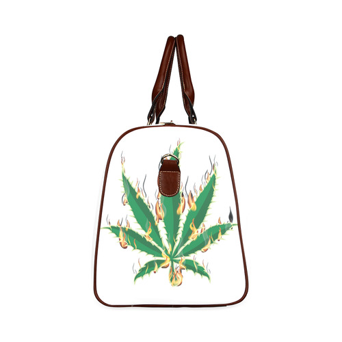 Flaming Marijuana Leaf Waterproof Travel Bag/Small (Model 1639)