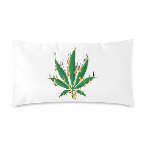 Flaming Marijuana Leaf Custom Rectangle Pillow Case 20"x36" (one side)