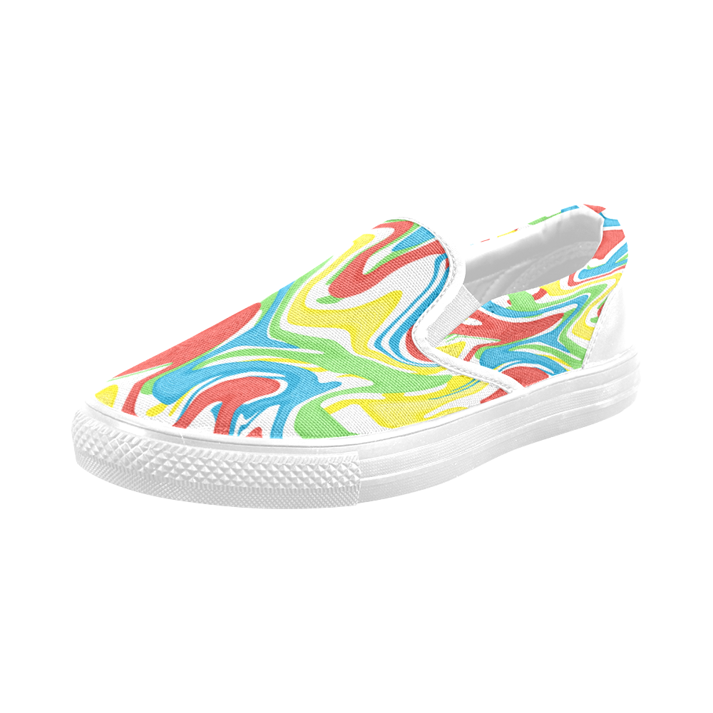 Swirled Rainbow Men's Slip-on Canvas Shoes (Model 019)