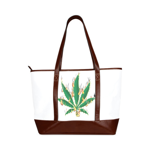 Flaming Marijuana Leaf Tote Handbag (Model 1642)