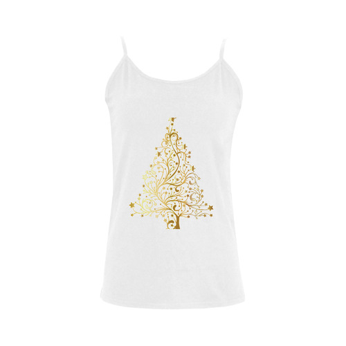 Beautiful Golden Christmas Tree Women's Spaghetti Top (USA Size) (Model T34)
