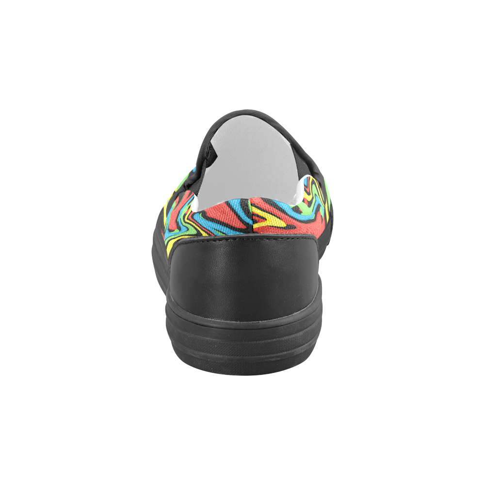 Swirled Rainbow Men's Slip-on Canvas Shoes (Model 019)