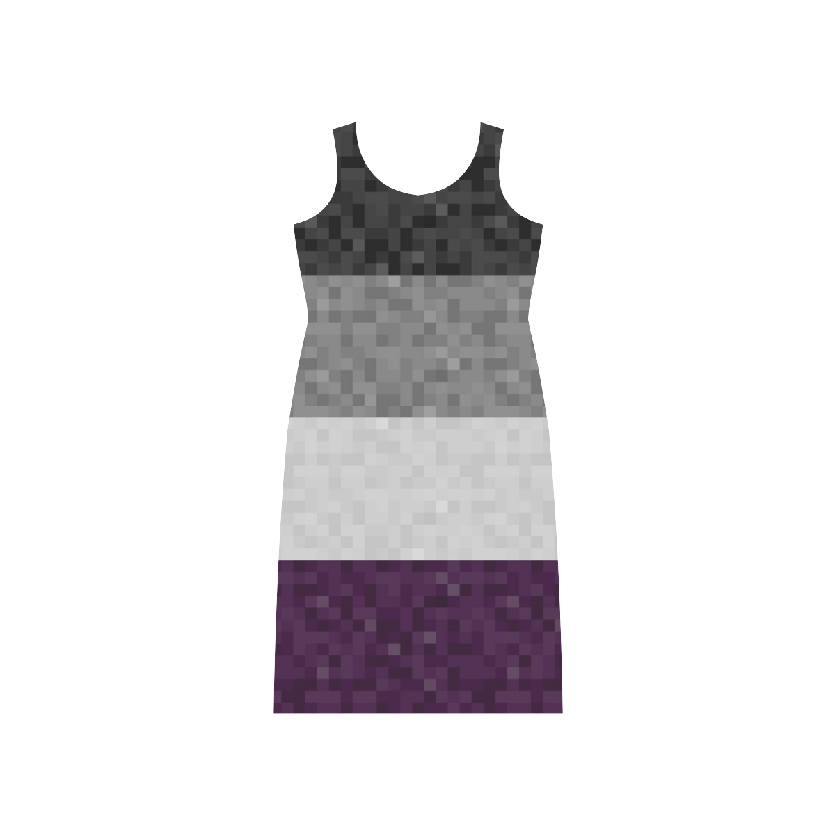 Asexual Pixel Flag Phaedra Sleeveless Open Fork Long Dress (Model D08)