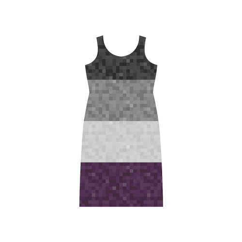 Asexual Pixel Flag Phaedra Sleeveless Open Fork Long Dress (Model D08)