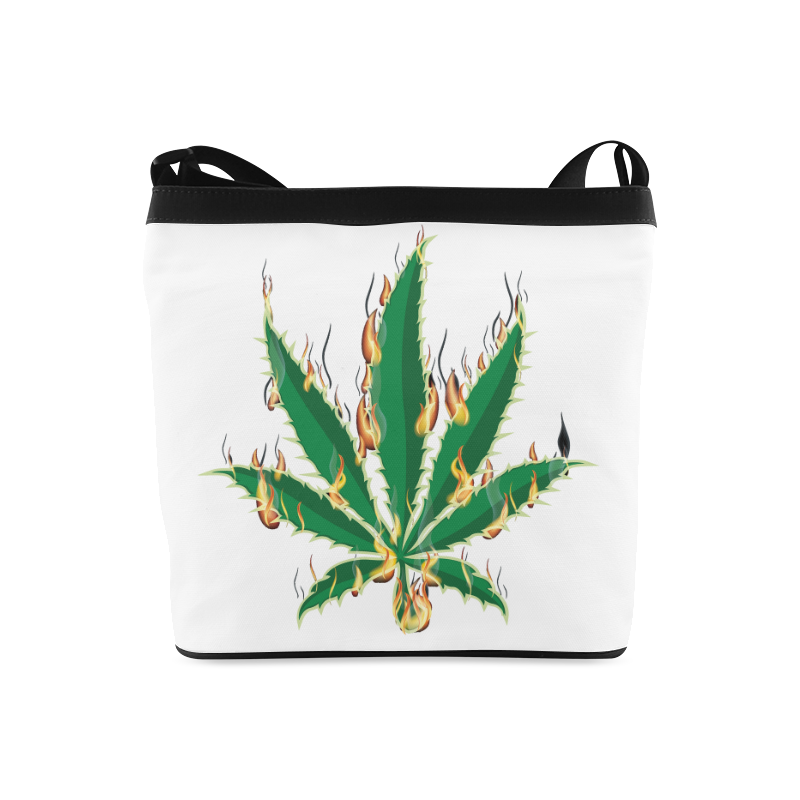 Flaming Marijuana Leaf Crossbody Bags (Model 1613)